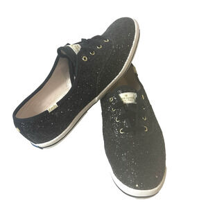 Kare Spade Keds Shoes Black Glitter Womens Sz 11 Sneaker Low Top Lace Up Comfort